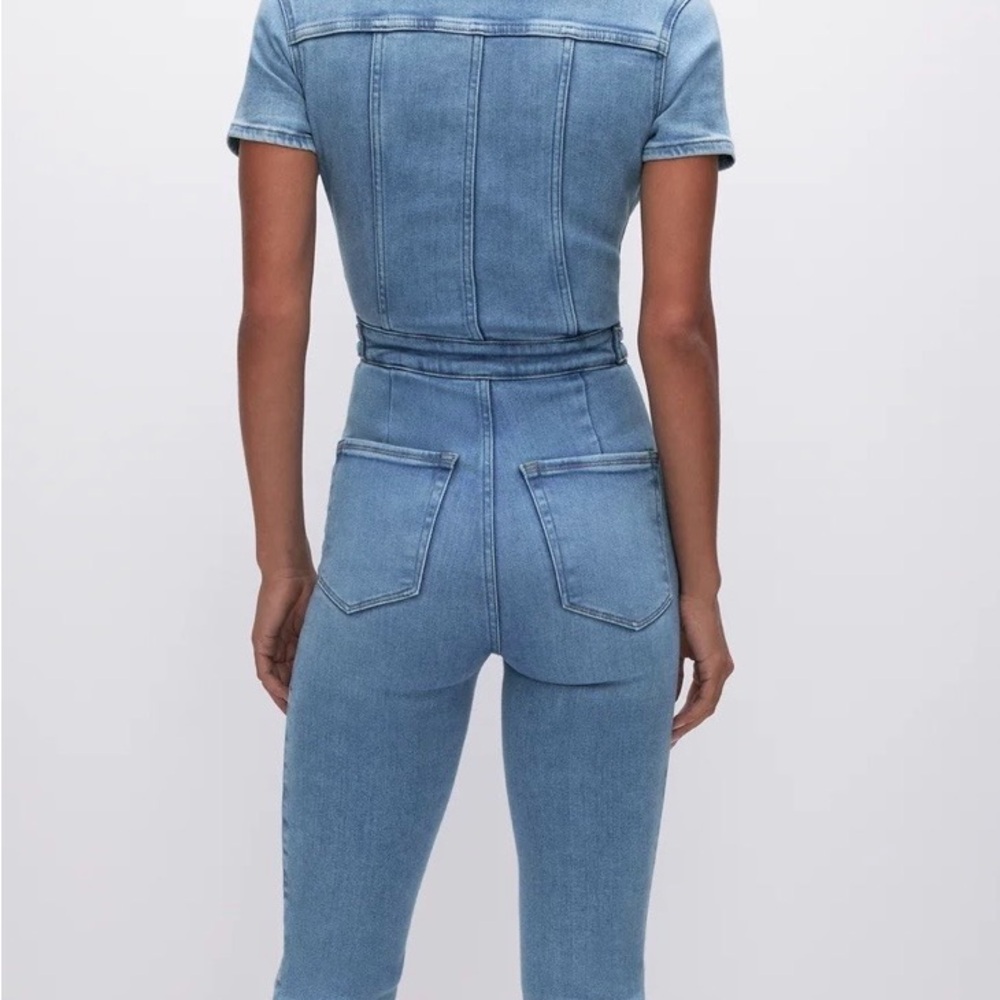 Women's Blue Denim Jumpsuit - Picture 4 of 8